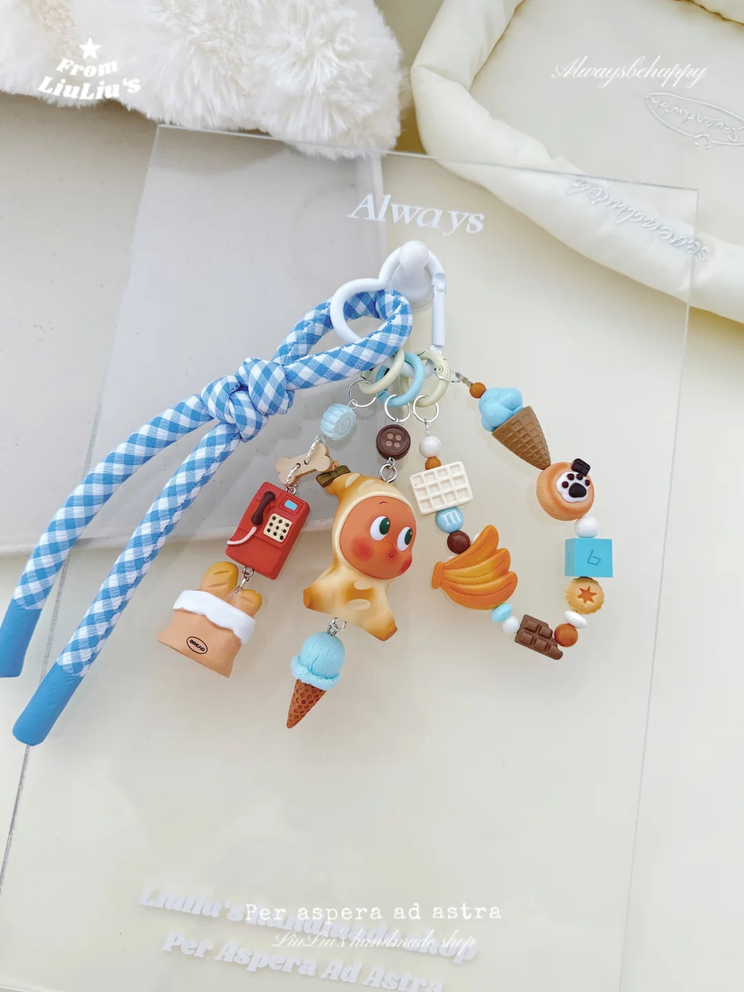 Kawaii StarMan Phone Charm Strap – Handmade Cute StarMan Phone Accessory with Ice Cream & Snack Charms