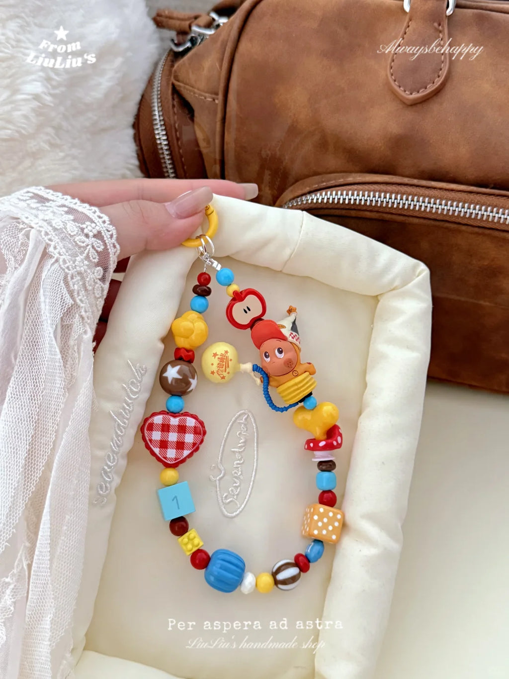 Handmade Custom Beaded Phone Charms - Dopamine-Hued Balloon Doll Theme Phone Chains & Decorative Pendants