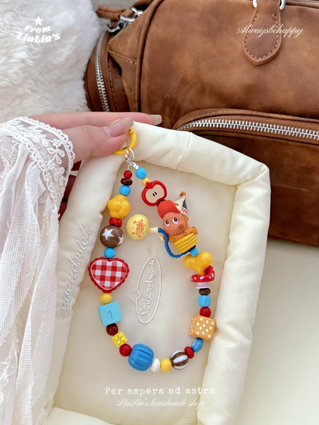 Handmade Custom Beaded Phone Charms - Dopamine-Hued Balloon Doll Theme Phone Chains & Decorative Pendants