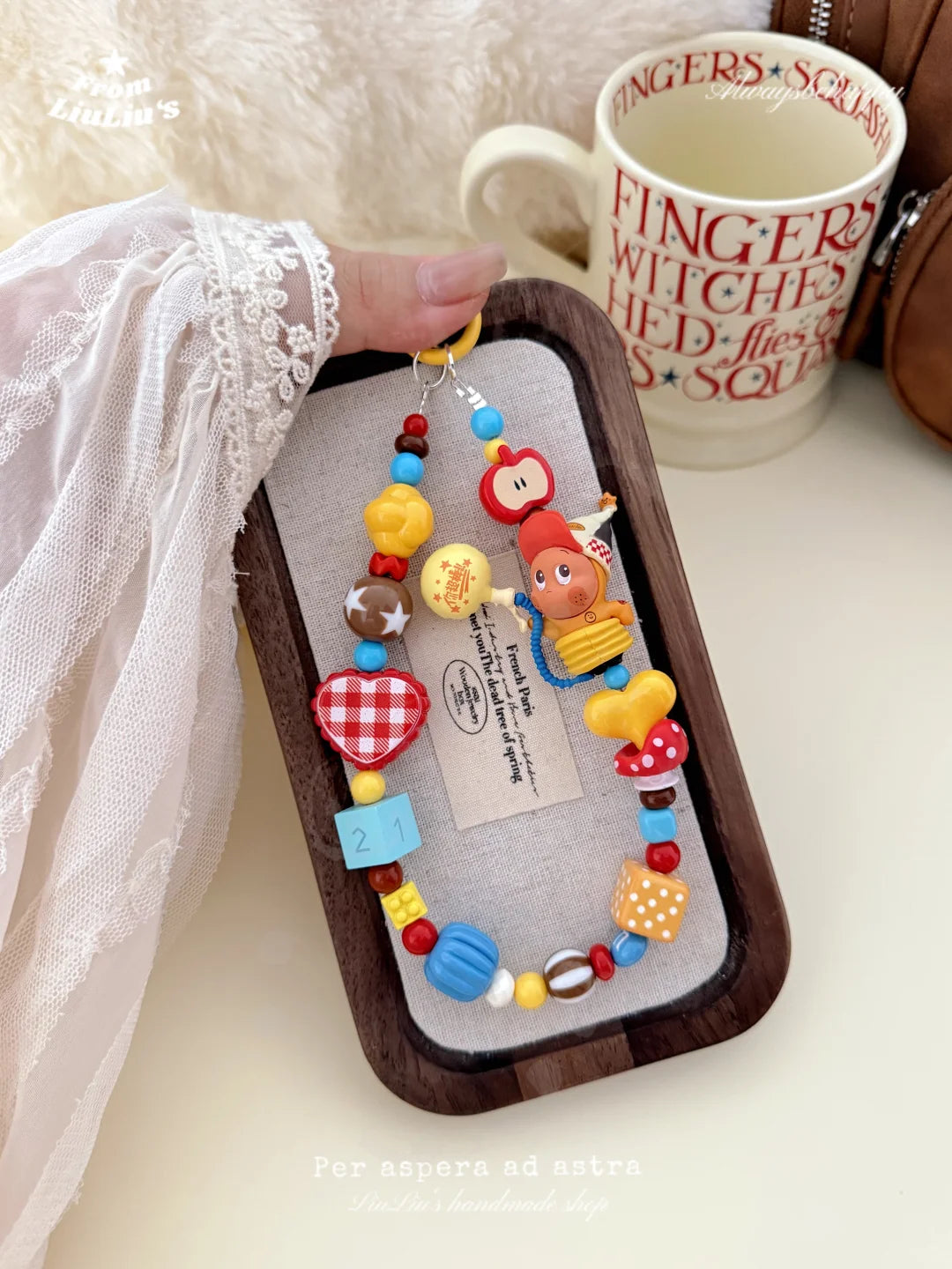 Handmade Custom Beaded Phone Charms - Dopamine-Hued Balloon Doll Theme Phone Chains & Decorative Pendants