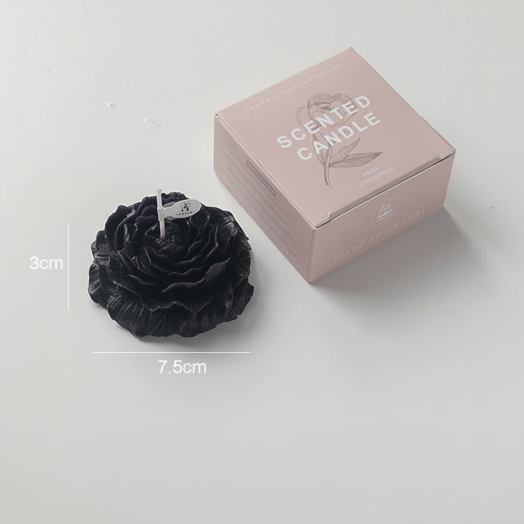 Peony Floral Candle with Vintage Embossed Glass Holder