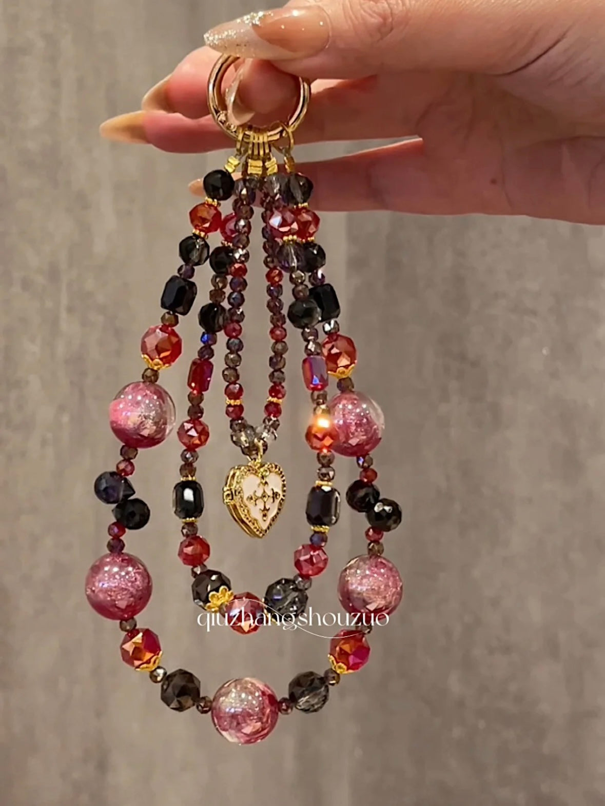 The "Midnight Romance" Charm - Dark Red & Black Crystal Layers | Gothic Coquette Aesthetic