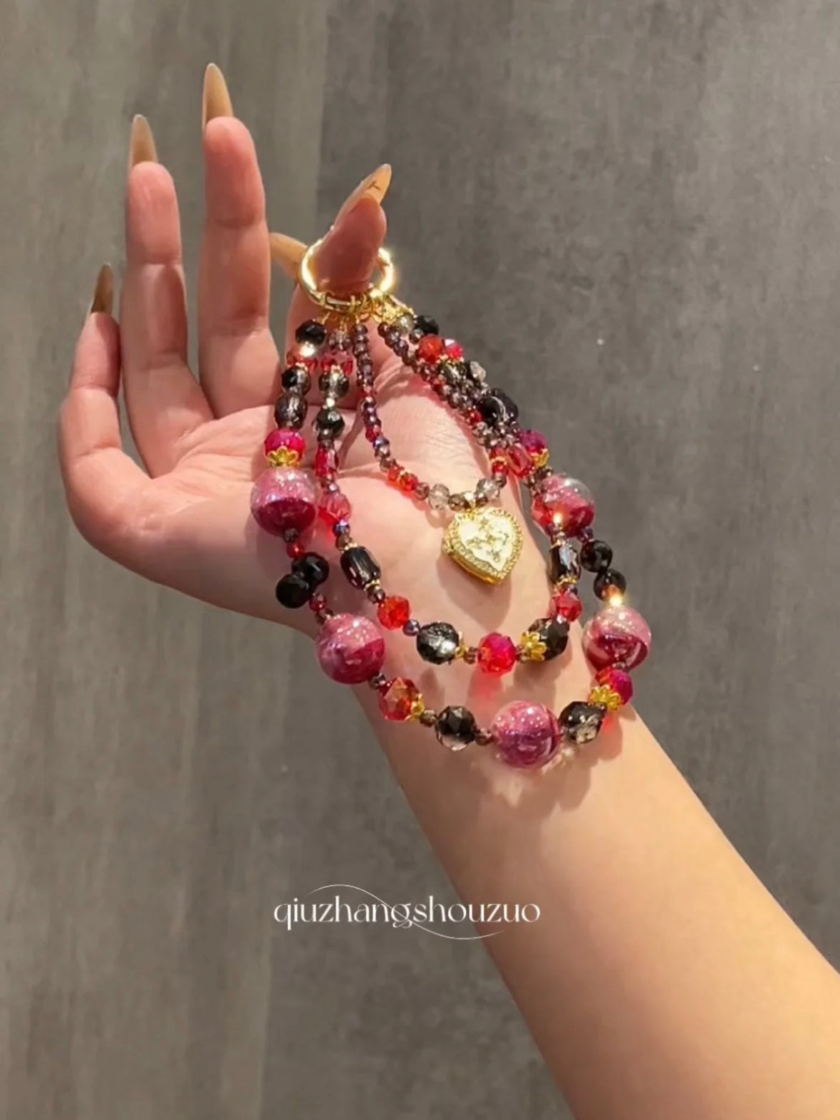 The "Midnight Romance" Charm - Dark Red & Black Crystal Layers | Gothic Coquette Aesthetic