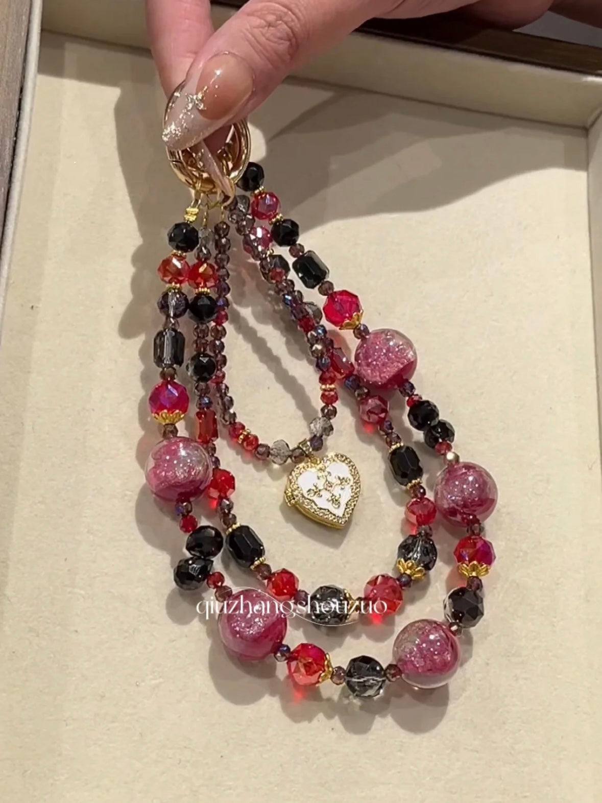 The "Midnight Romance" Charm - Dark Red & Black Crystal Layers | Gothic Coquette Aesthetic