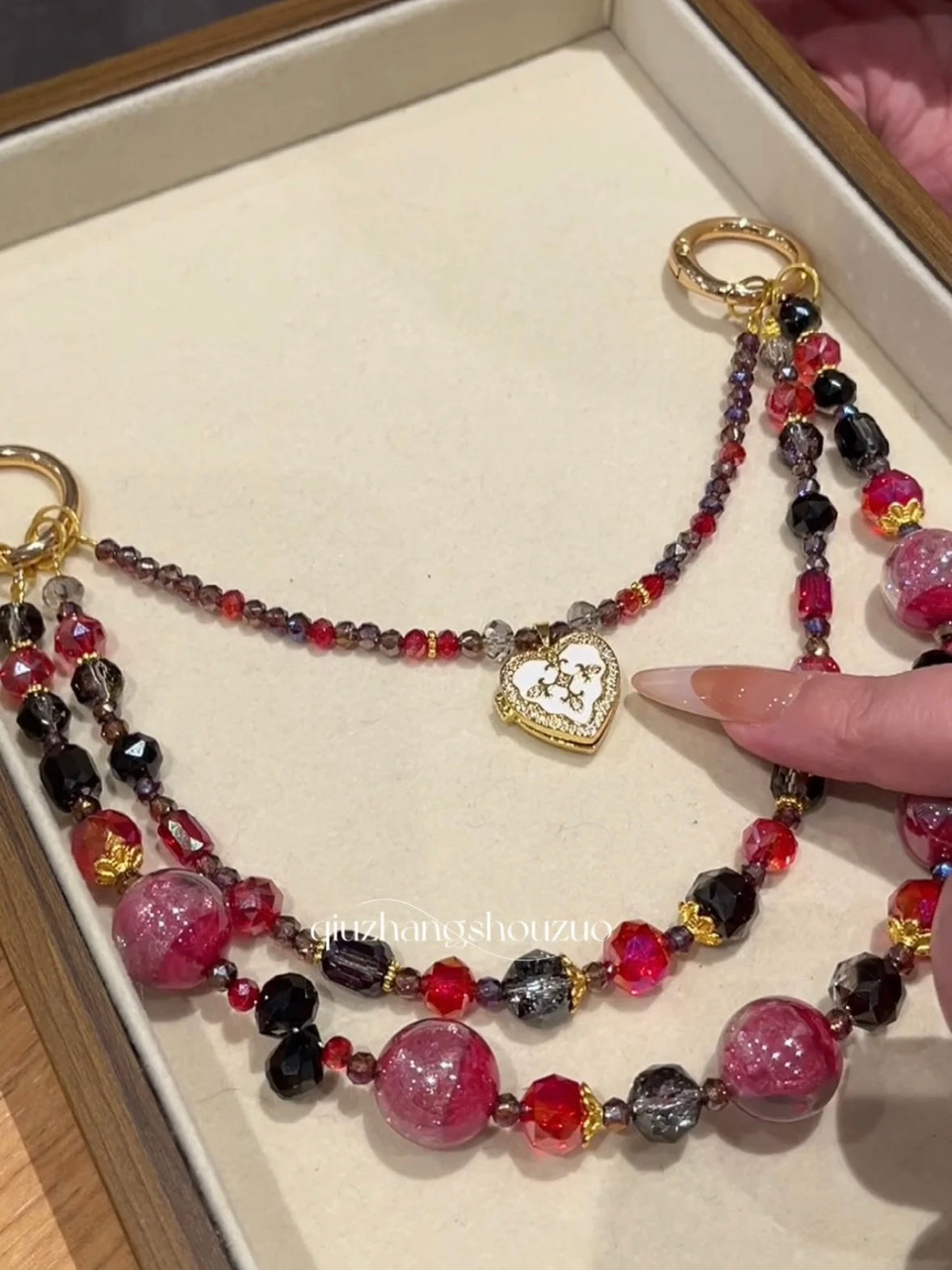 The "Midnight Romance" Charm - Dark Red & Black Crystal Layers | Gothic Coquette Aesthetic