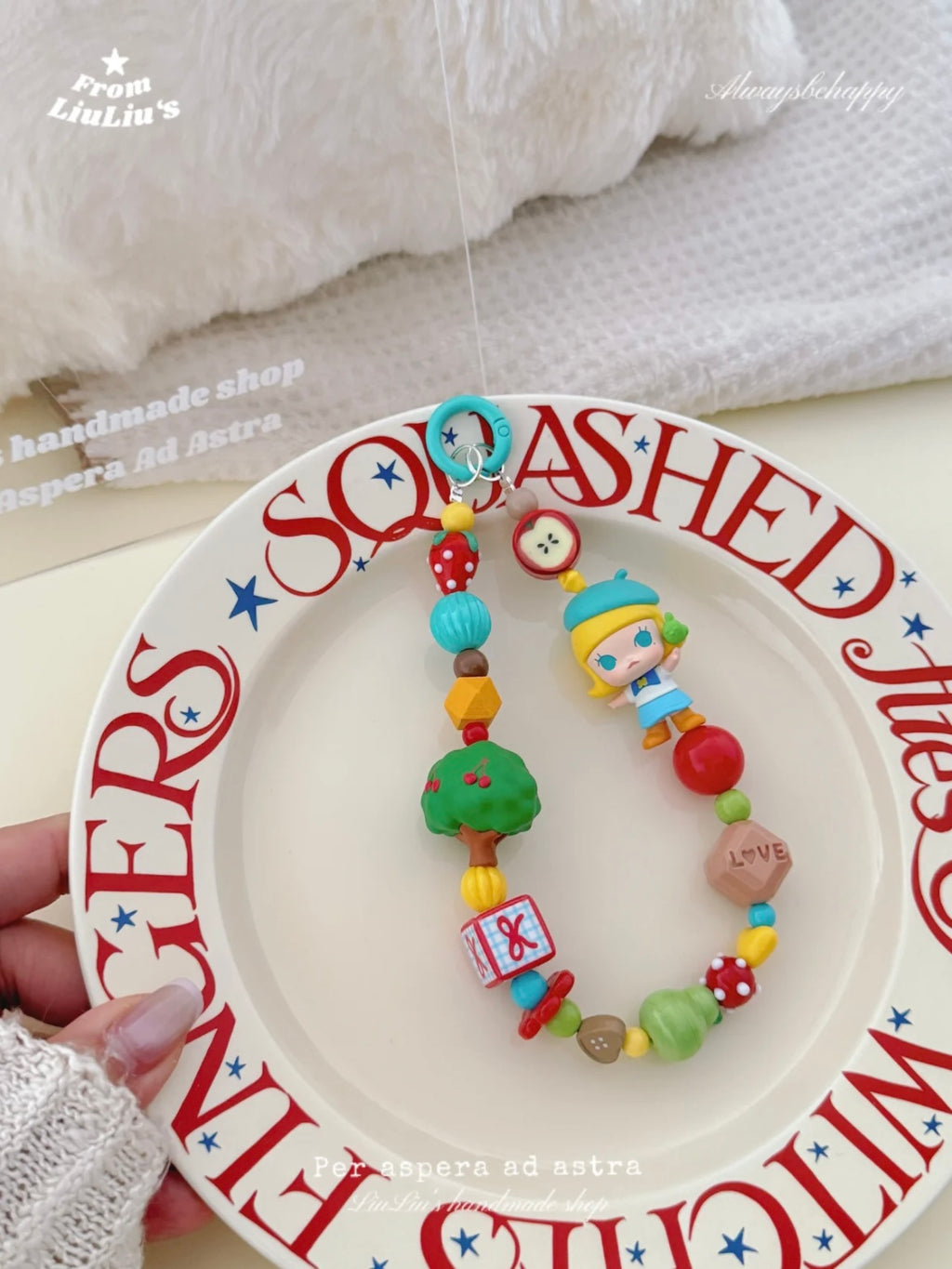 Handmade Custom Beaded Phone Charm - Molly Forest Theme DIY Phone Chain