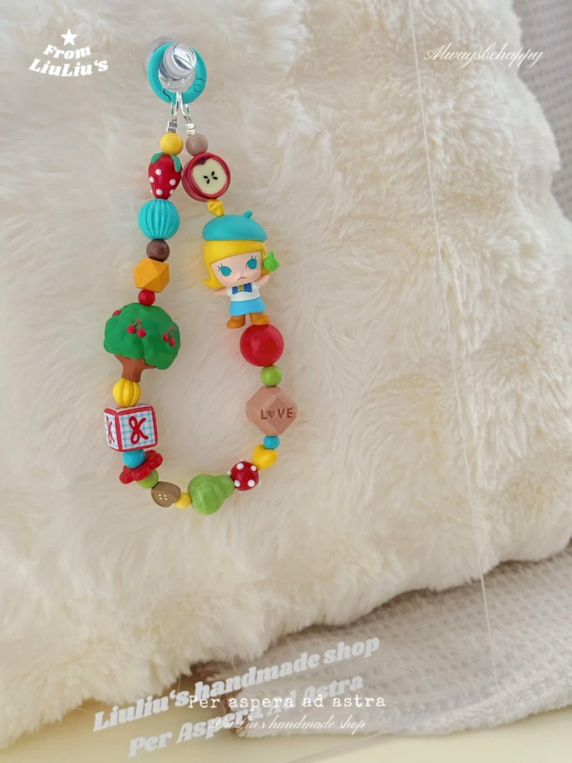 Handmade Custom Beaded Phone Charm - Molly Forest Theme DIY Phone Chain