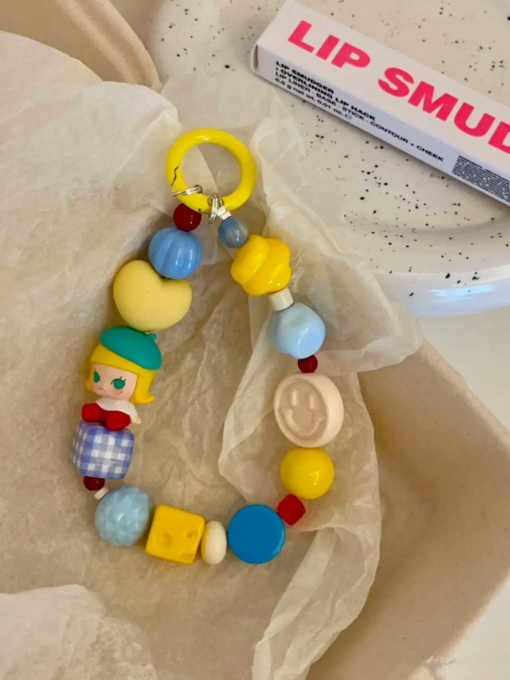 Handmade Custom Beaded Phone Charm - Molly Doll Large Beaded Phone Chain