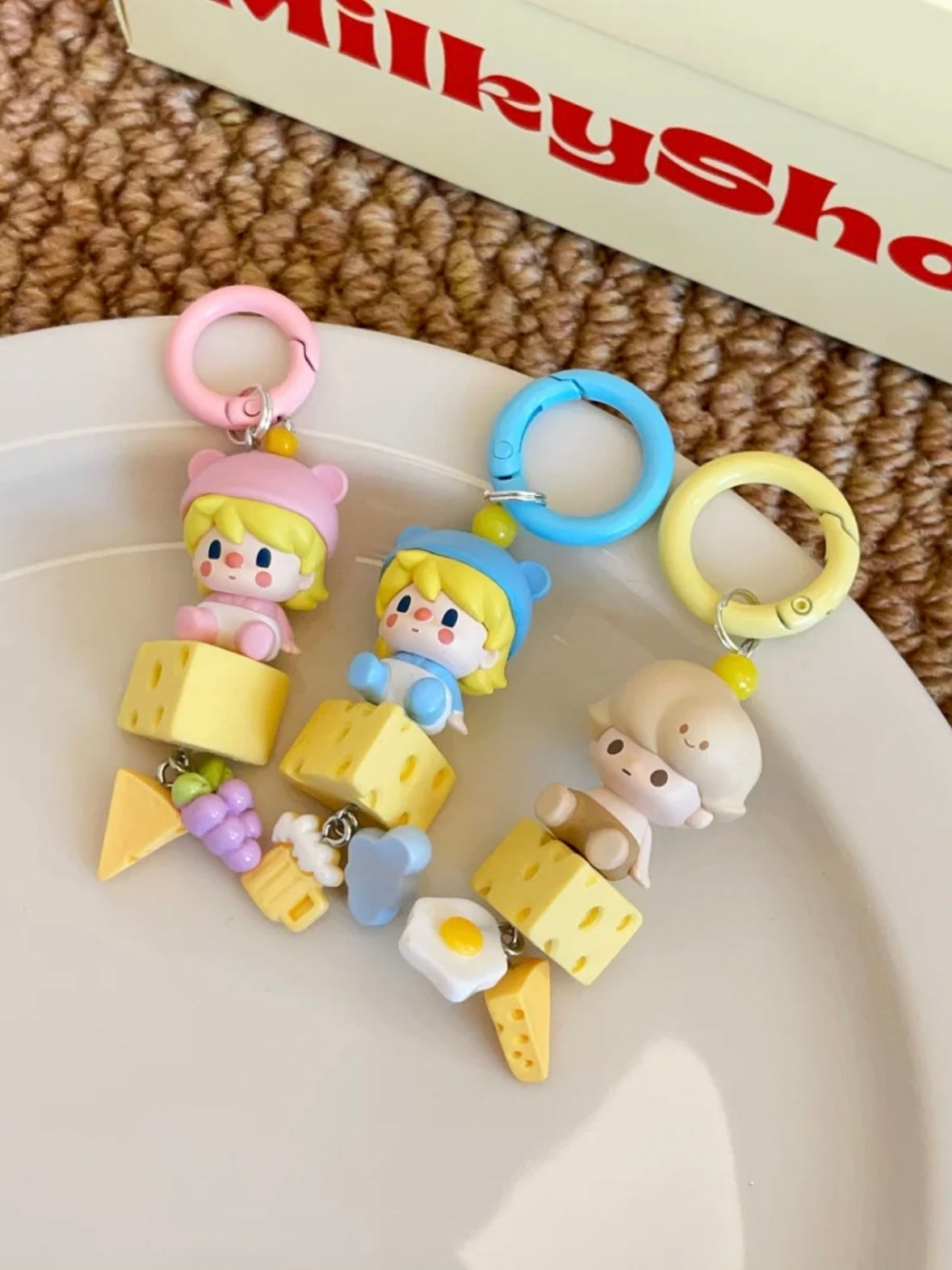 Handmade Custom Beaded Phone Charm - Cheese Dimoo Doll Phone Chain for gift