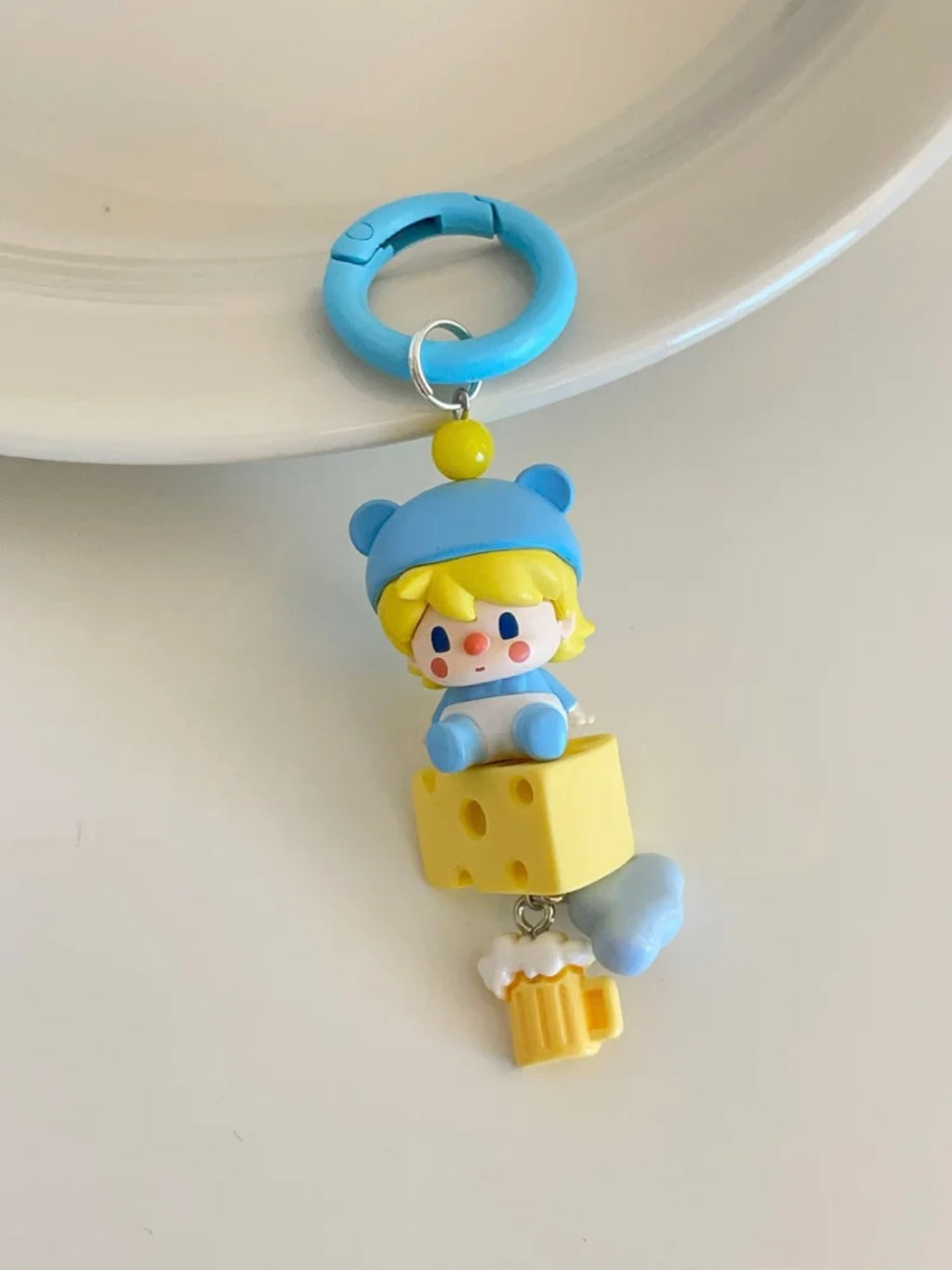 Handmade Custom Beaded Phone Charm - Cheese Dimoo Doll Phone Chain for gift