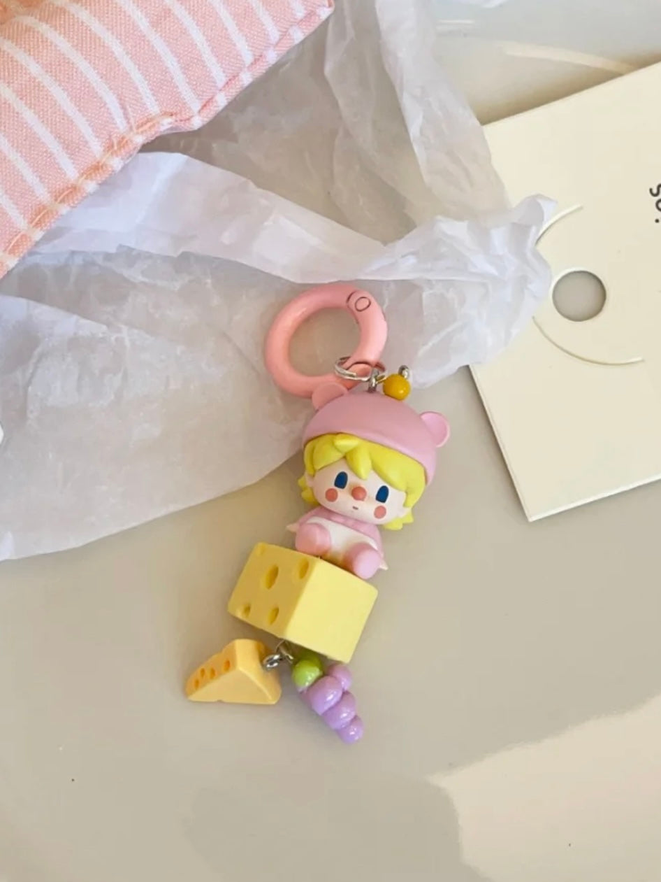 Handmade Custom Beaded Phone Charm - Cheese Dimoo Doll Phone Chain for gift