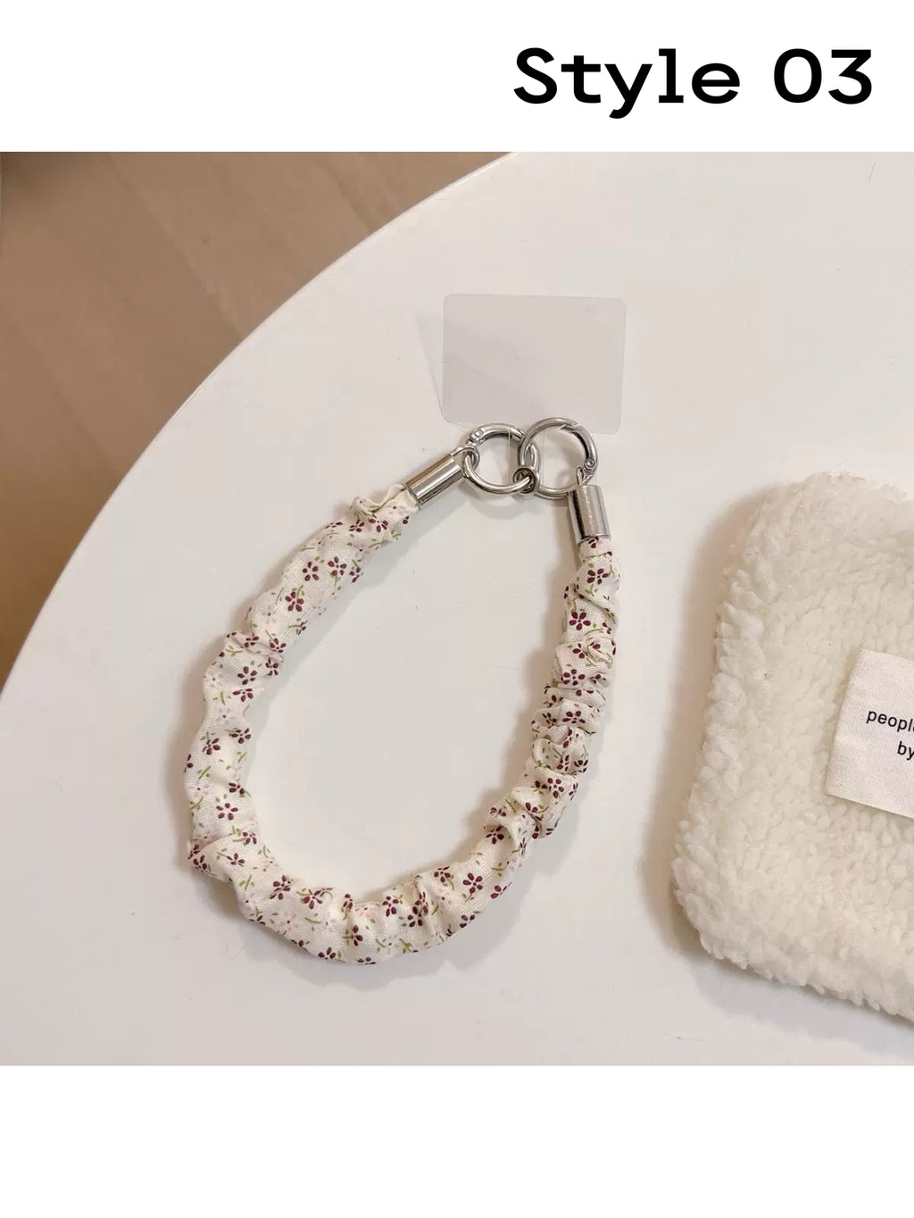 Handmade Fabric Floral Phone Case Chain Bracelet Wrist Strap Anti-Loss Key Chain Accessory