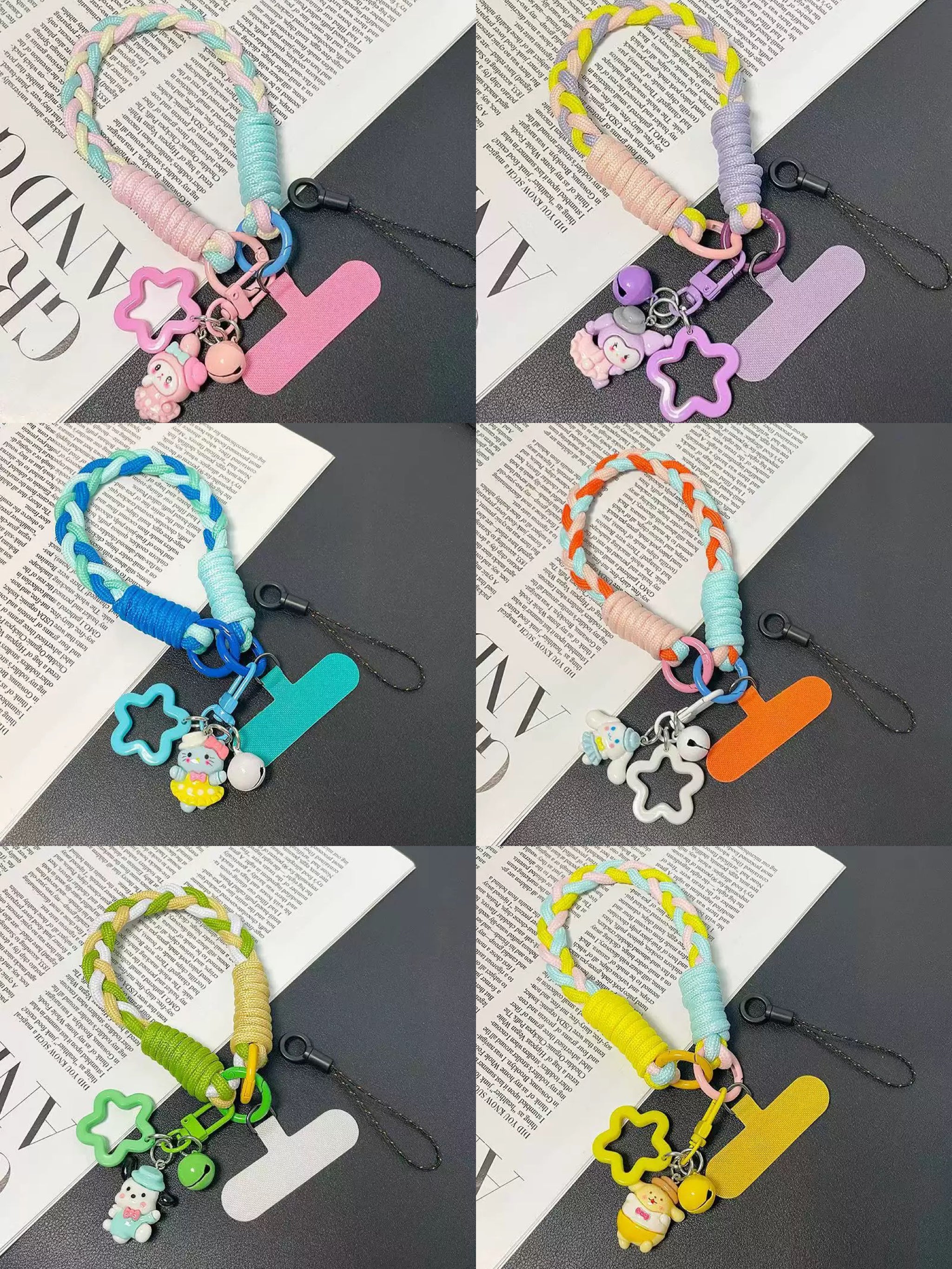 Hand-knitted DIY Phone Lanyard Two-tone Braided Cord Short Universal Clip Anti-drop And Anti-loss Phone Chain.