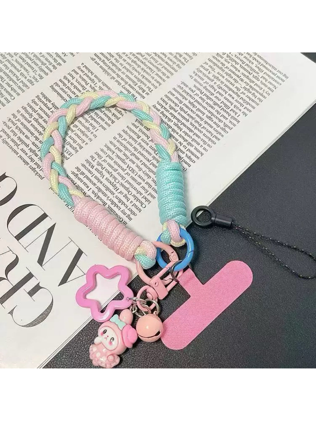 Hand-knitted DIY Phone Lanyard Two-tone Braided Cord Short Universal Clip Anti-drop And Anti-loss Phone Chain.