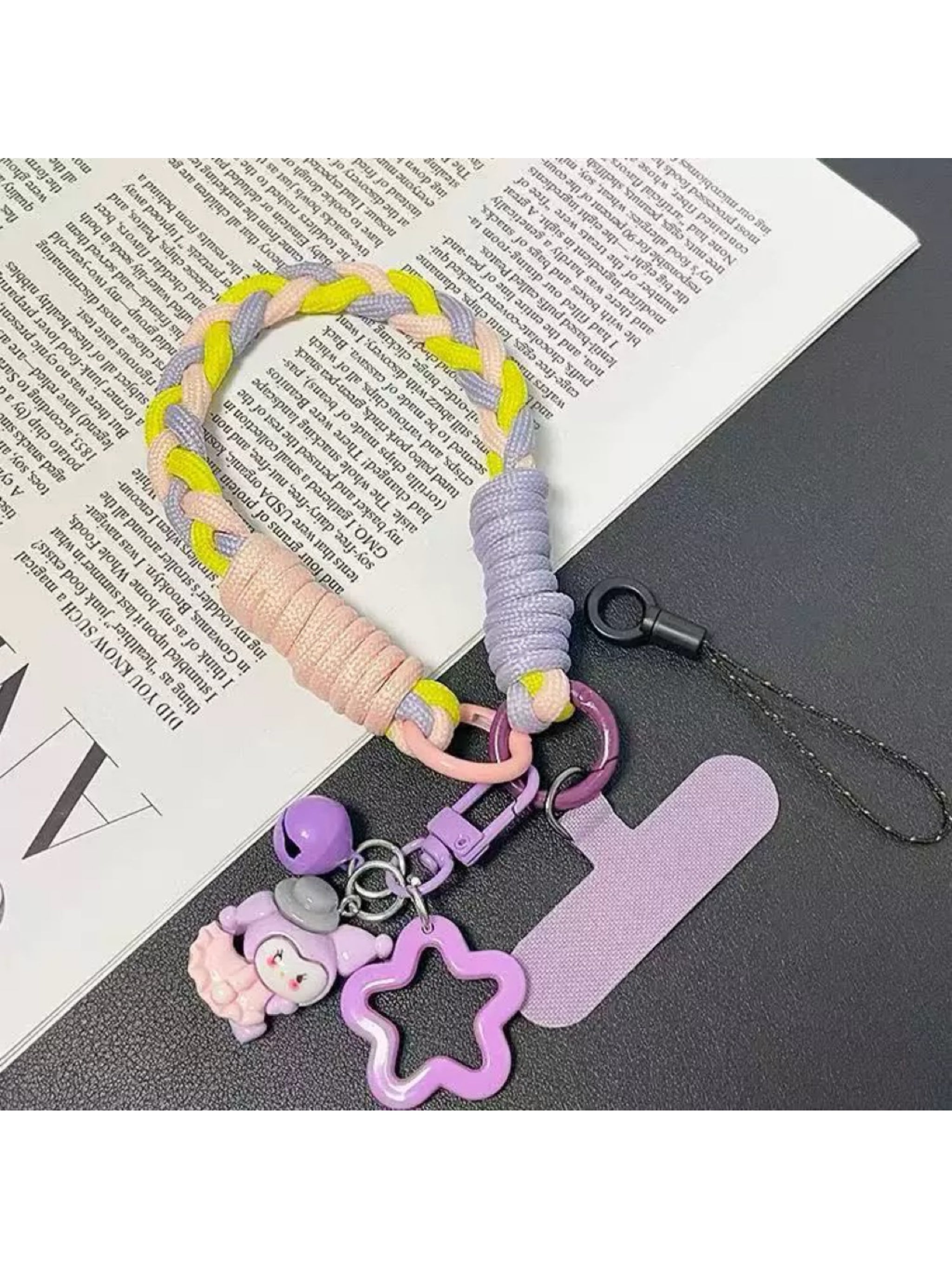 Hand-knitted DIY Phone Lanyard Two-tone Braided Cord Short Universal Clip Anti-drop And Anti-loss Phone Chain.