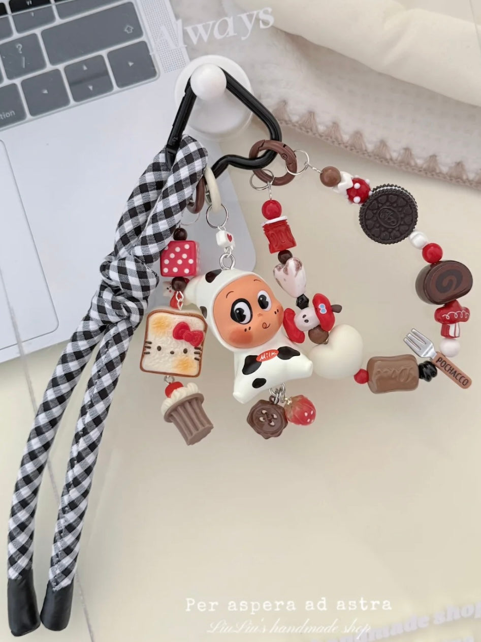 Trendy Toy modified Doll Custom Beaded Bag Charms - Milk Chocolate Theme Charms