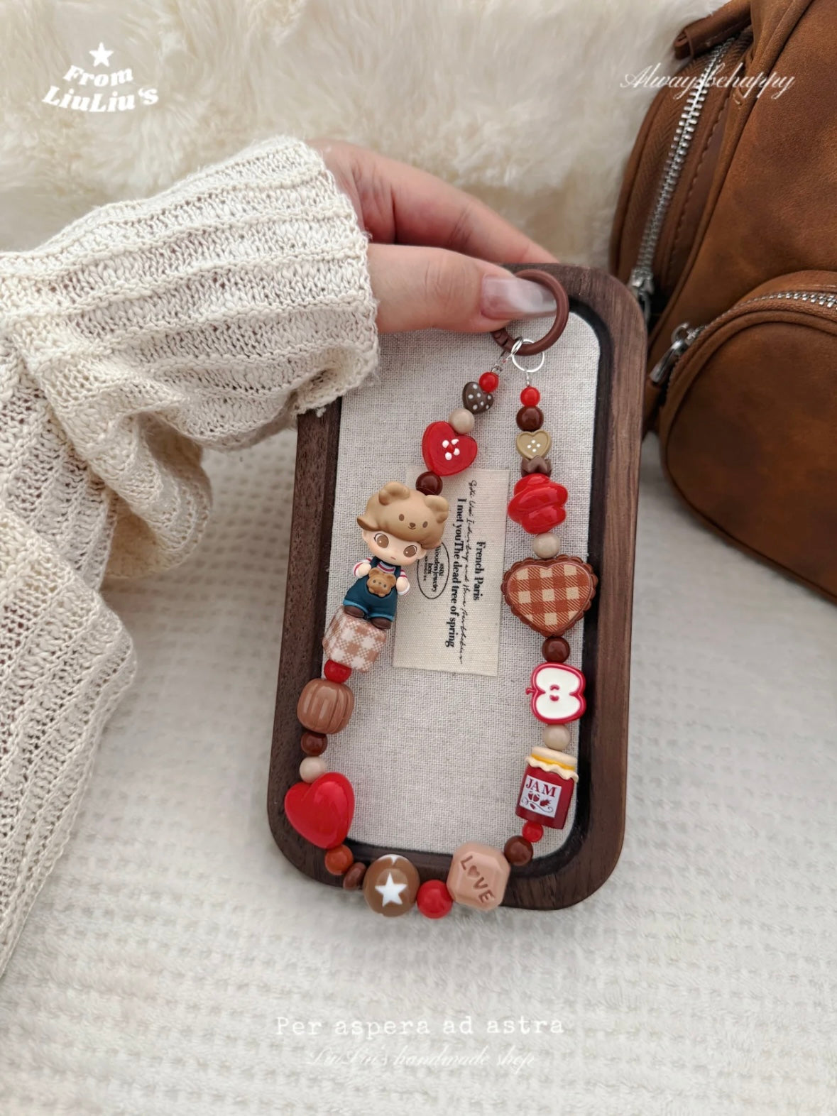 Limited Edition Christmas Dimoo Bear Daddy Beaded Phone Charm — DIY Christmas Gift