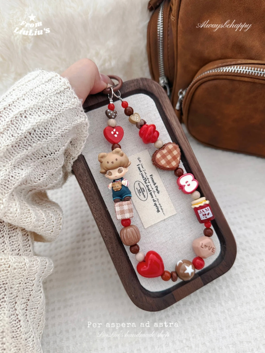 Limited Edition Christmas Dimoo Bear Daddy Beaded Phone Charm — DIY Christmas Gift