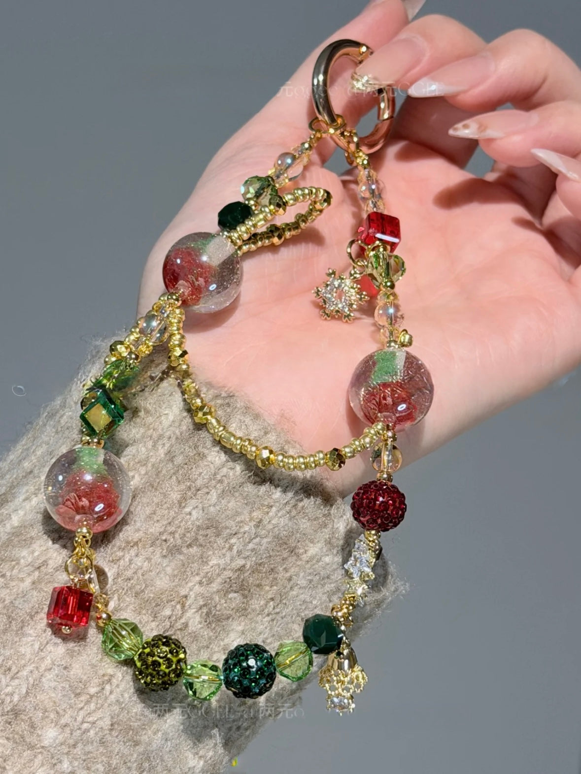 Limited Edition Christmas Collection Phone Charms—Handcrafted Beaded Phone Chain Bag Charms with Sparkling Accents