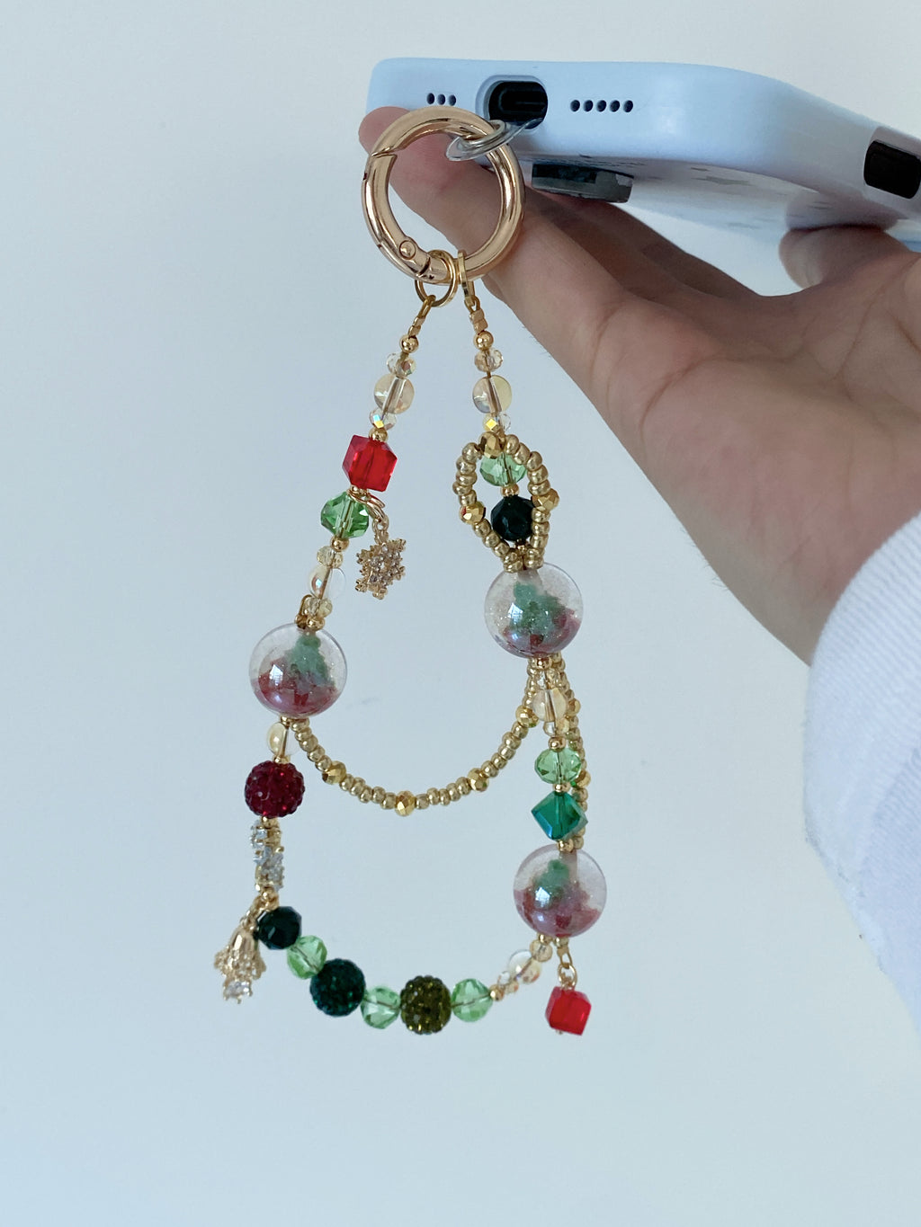 Limited Edition Christmas Collection Phone Charms—Handcrafted Beaded Phone Chain Bag Charms with Sparkling Accents