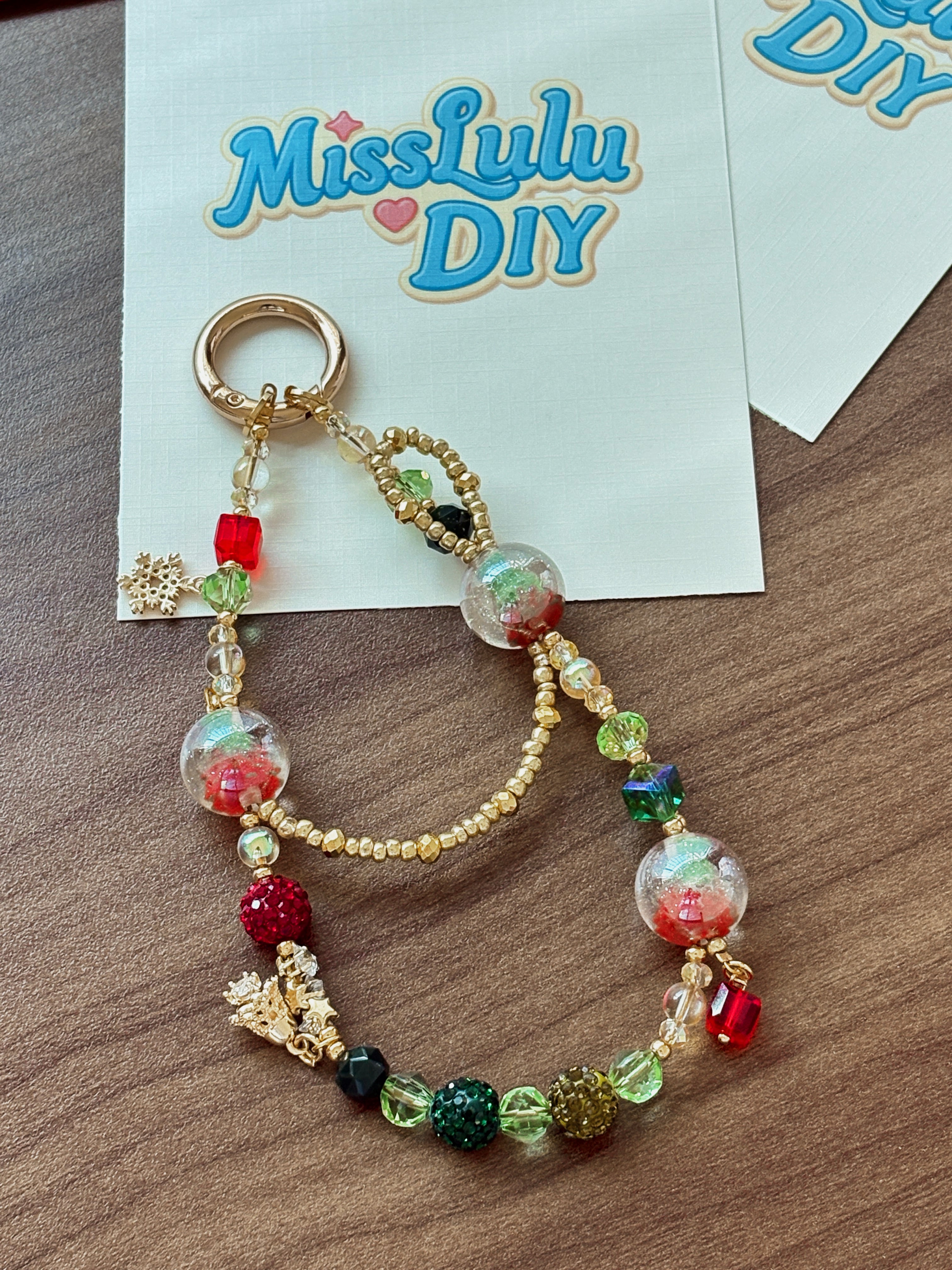 Limited Edition Christmas Collection Phone Charms—Handcrafted Beaded Phone Chain Bag Charms with Sparkling Accents