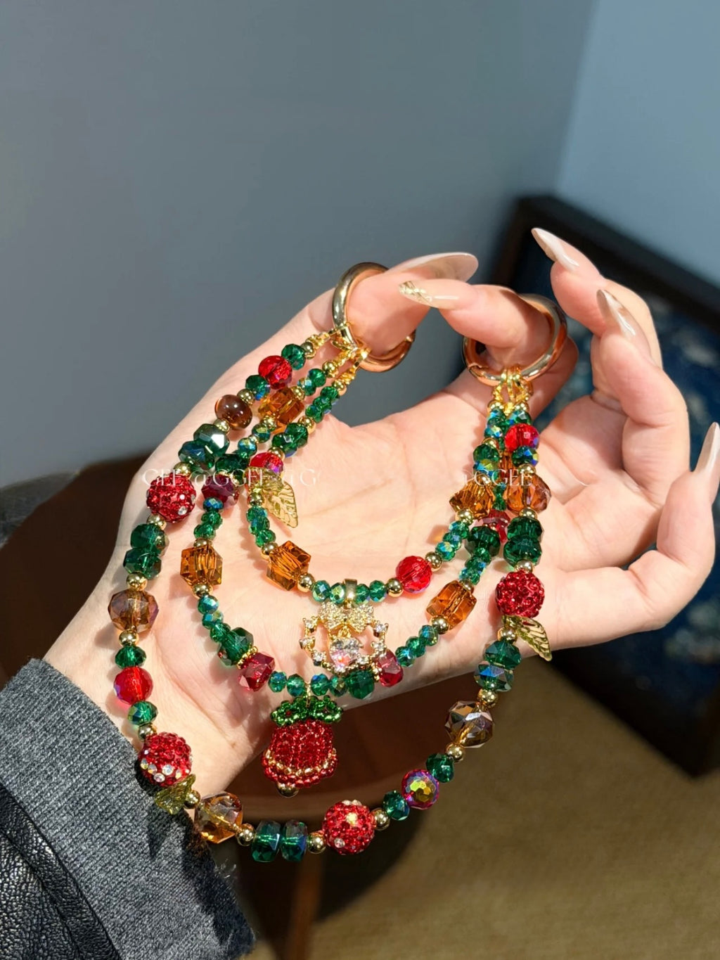 Limited Edition Christmas Collection Phone Charm — 「Christmas Trio Bell」 Handcrafted Triple-Chain Phone Charms