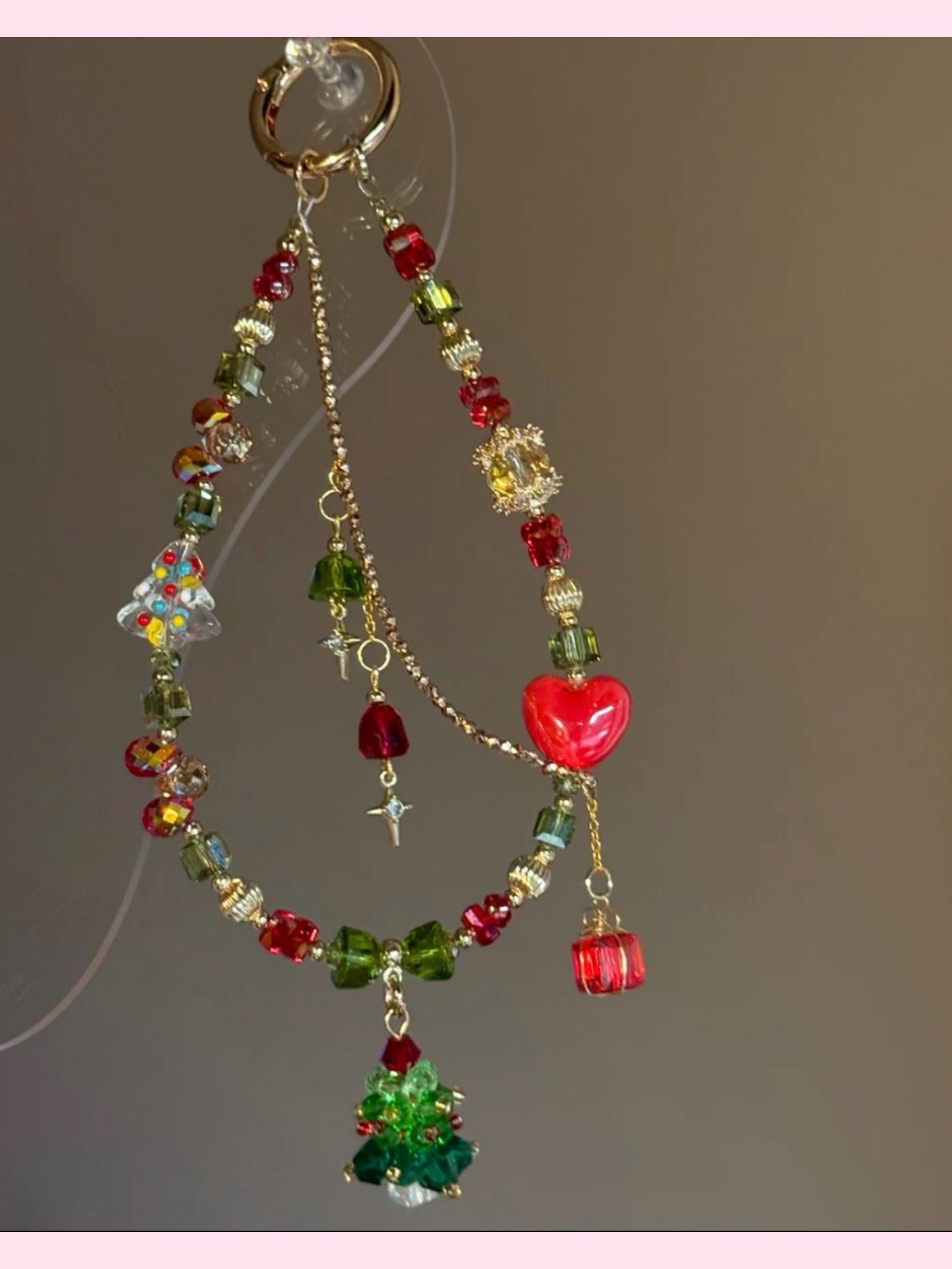 Christmas Series Mobile Phone Bead Charm — Handmade Christmas Gift: Christmas Tree Mobile Phone Bead Chain