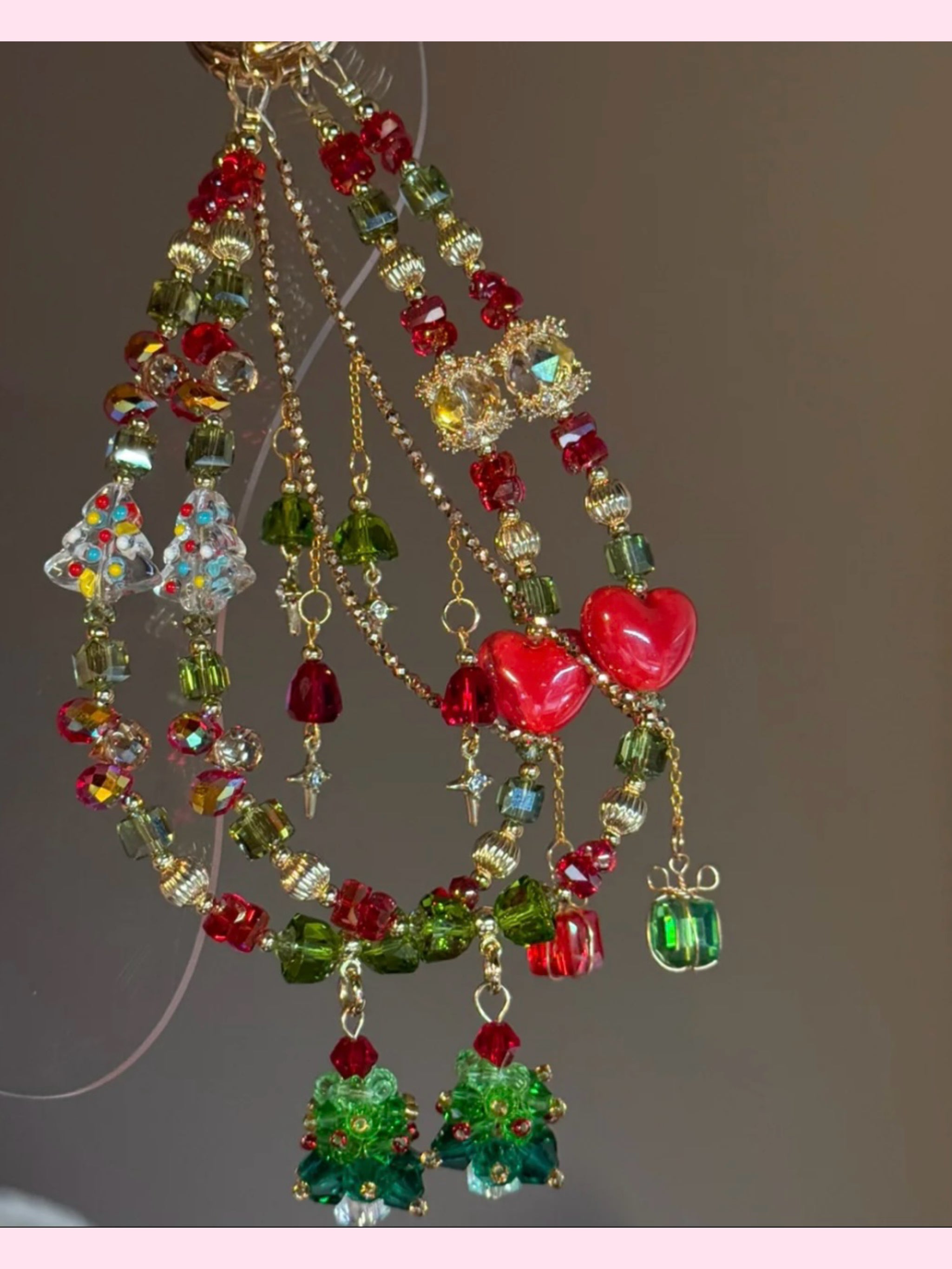 Christmas Series Mobile Phone Bead Charm — Handmade Christmas Gift: Christmas Tree Mobile Phone Bead Chain