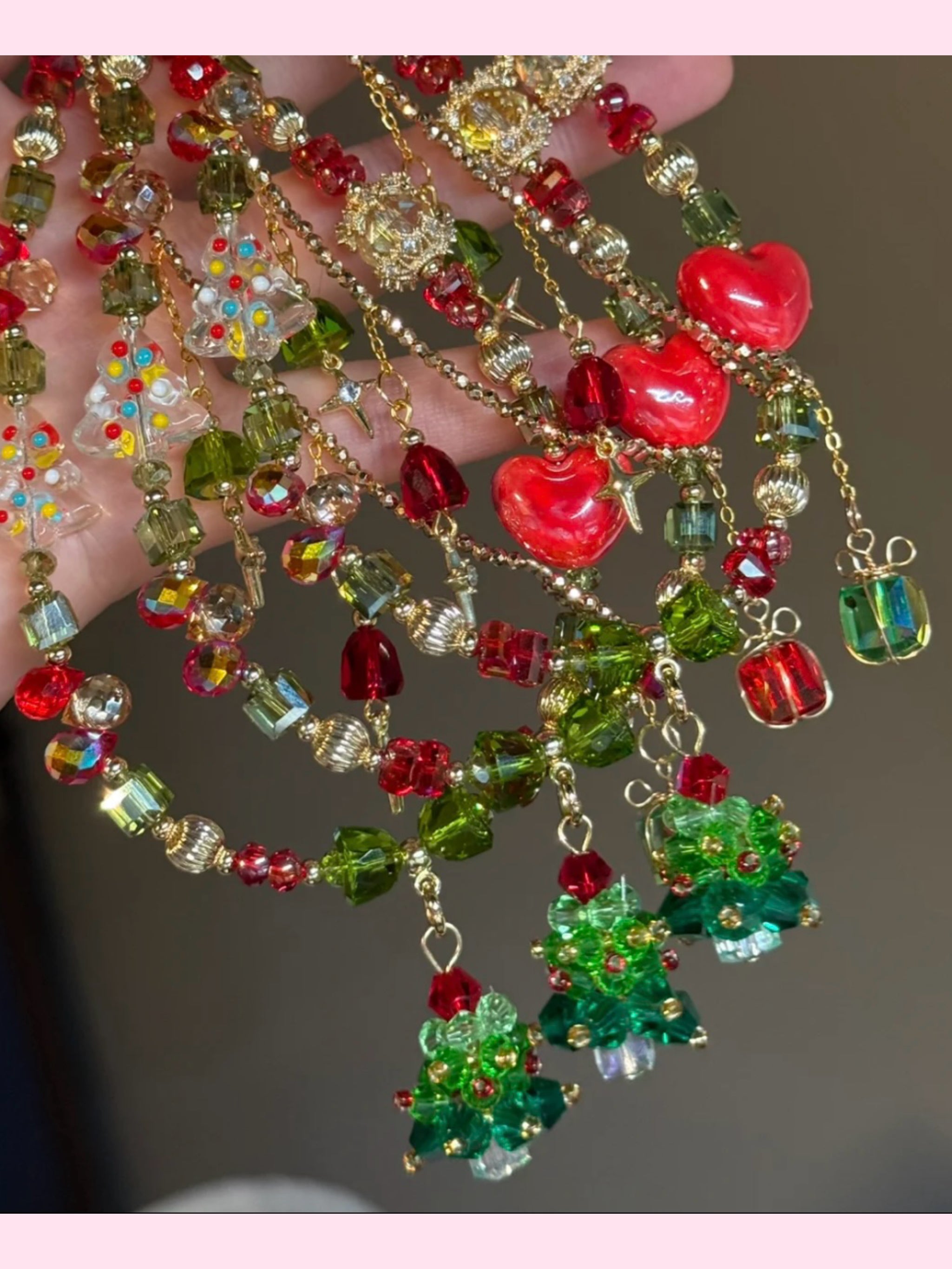 Christmas Series Mobile Phone Bead Charm — Handmade Christmas Gift: Christmas Tree Mobile Phone Bead Chain