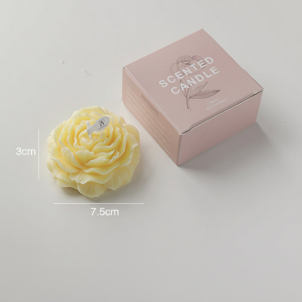 Peony Floral Candle with Vintage Embossed Glass Holder