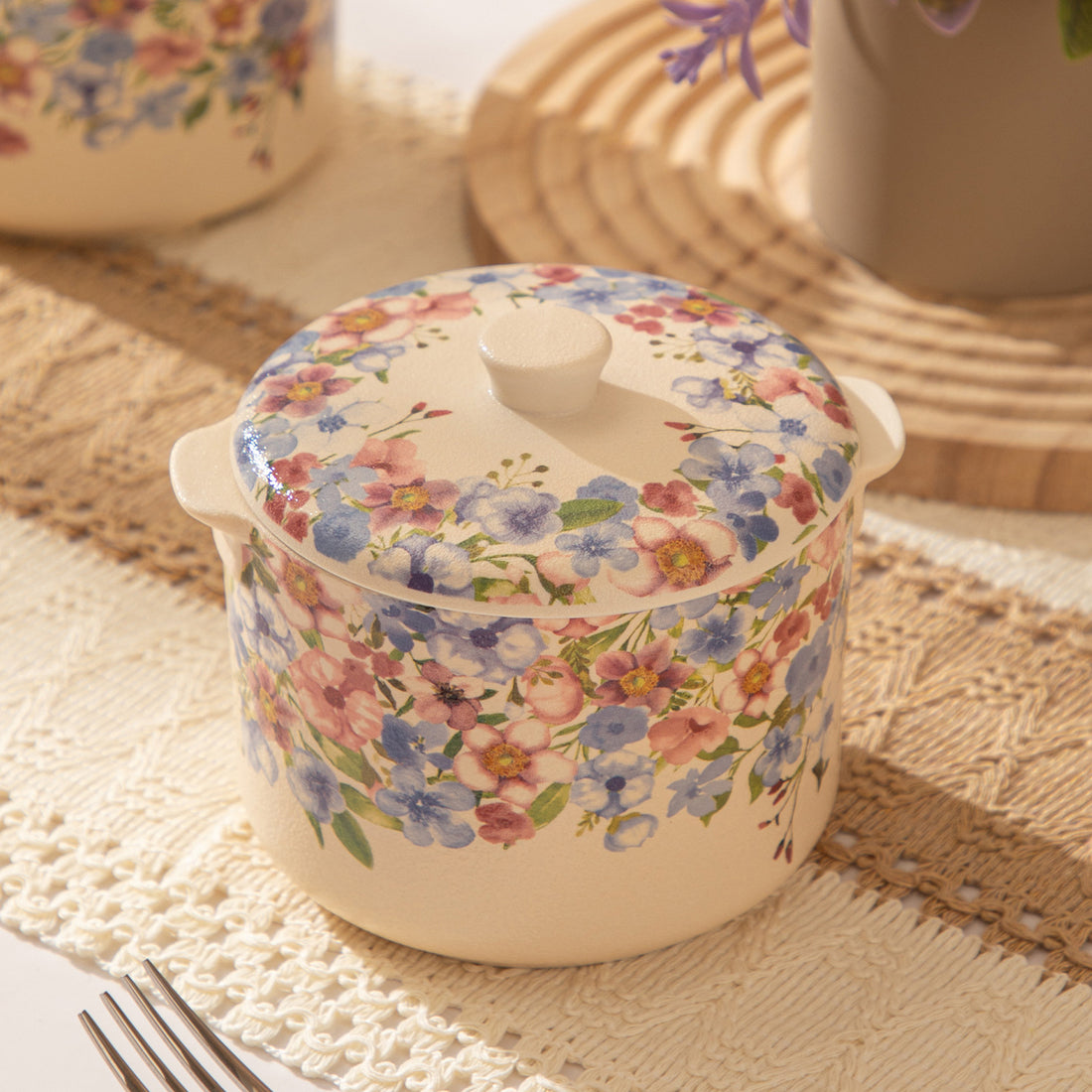 Vintage Floral Dinnerware Set | Cottagecore Orchid Ceramic Tableware