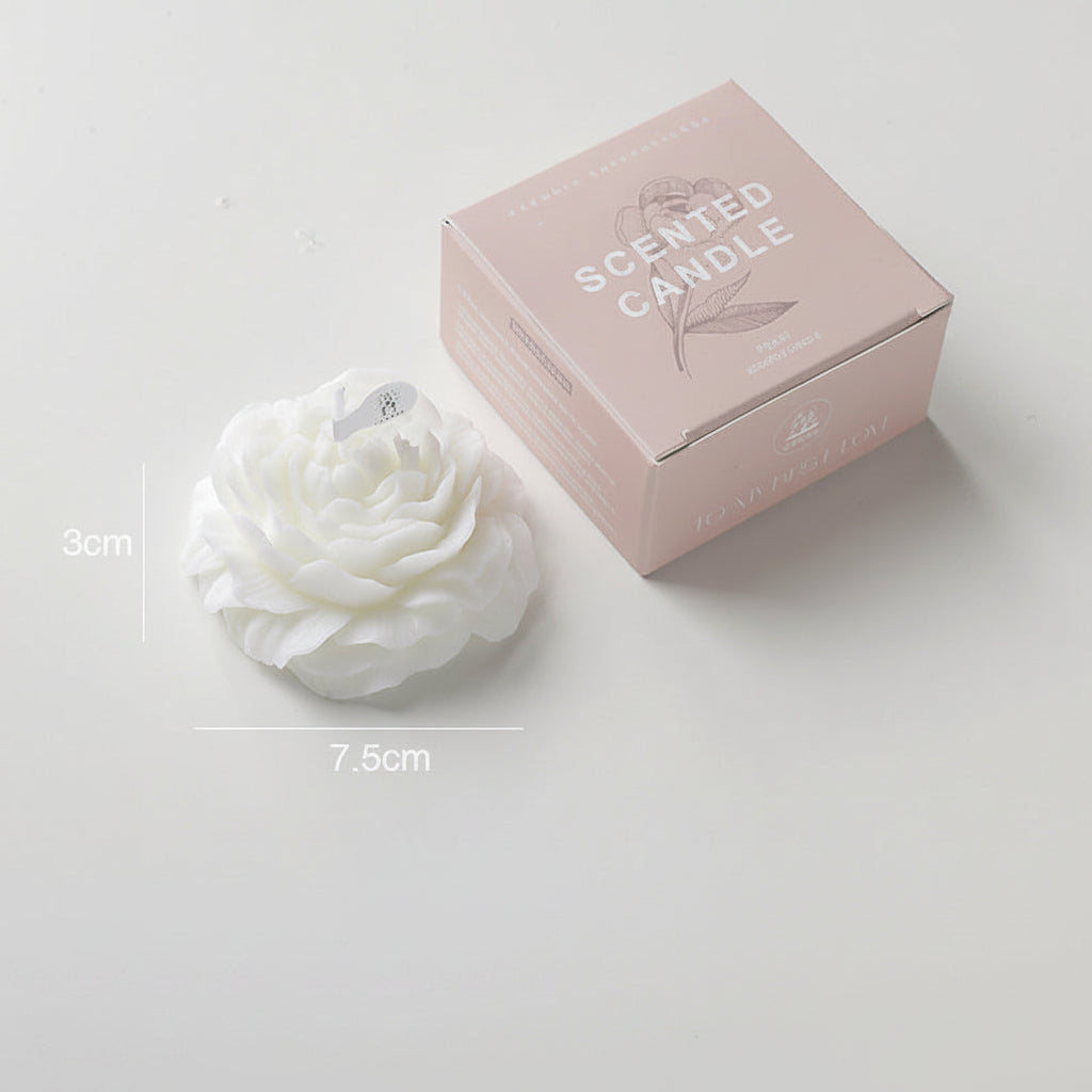 Peony Floral Candle with Vintage Embossed Glass Holder