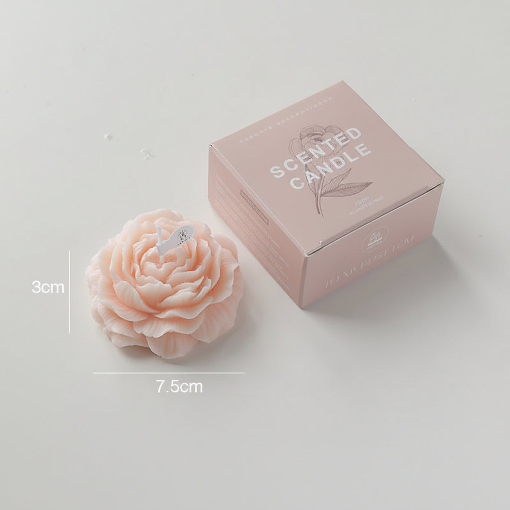 Peony Floral Candle with Vintage Embossed Glass Holder