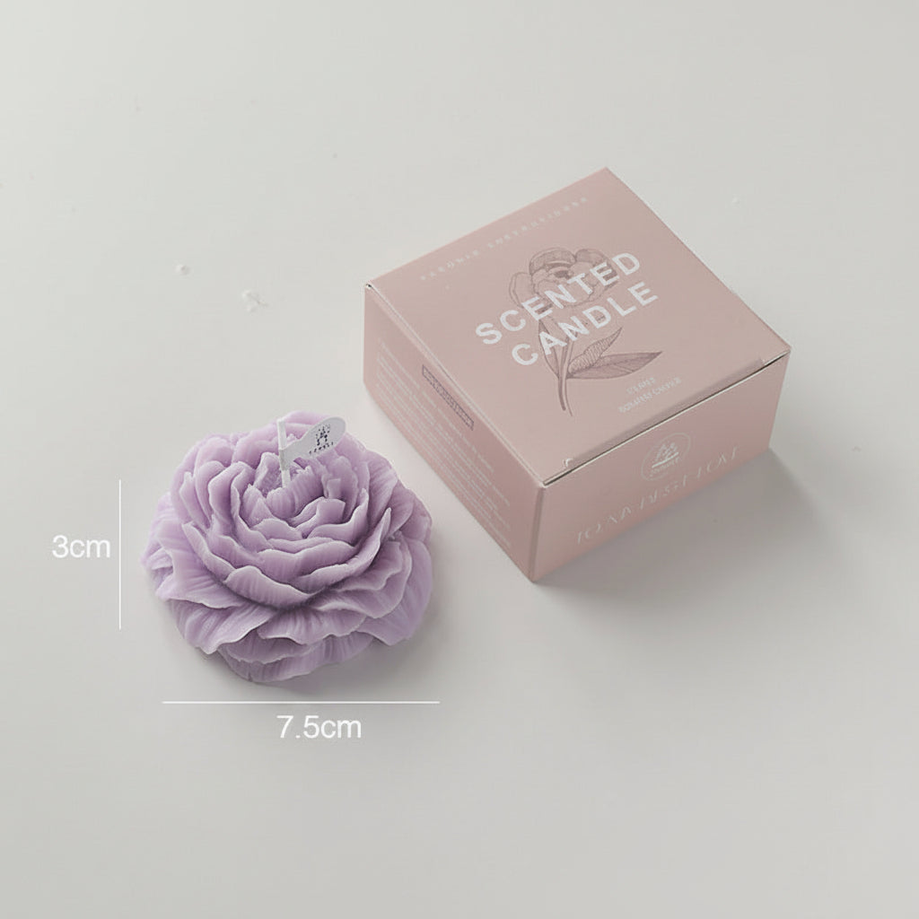 Peony Floral Candle with Vintage Embossed Glass Holder