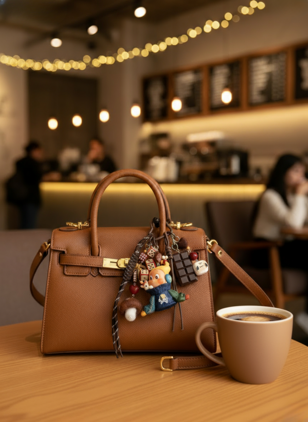 Cute Cartoon Figurine Bag Charm with Chocolate & Doll DIY Keychain & Phone Strap Accessory