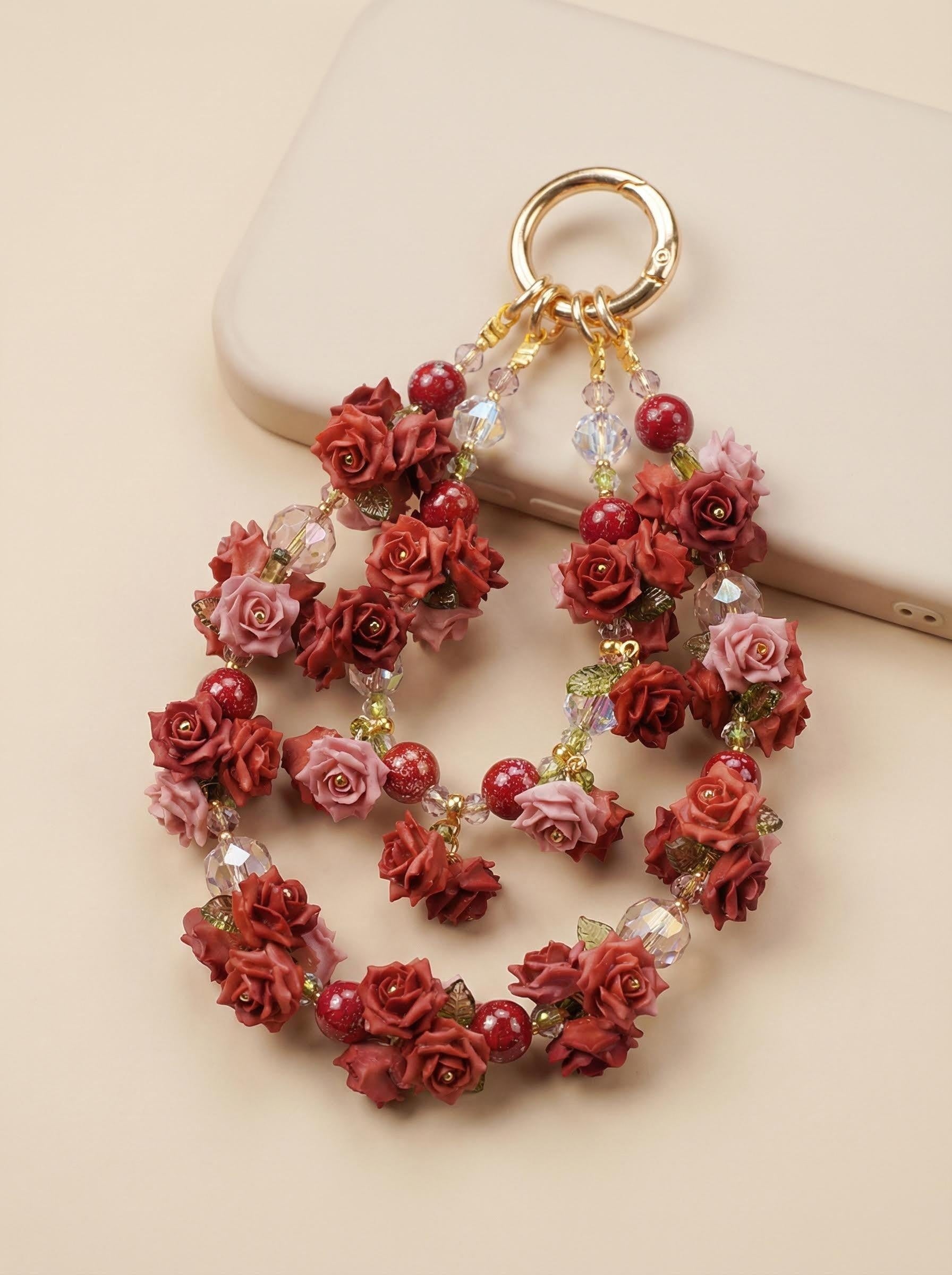 "Antique Romance"Red & Pink Sculpted Flowers | Romantic Coquette Aesthetic