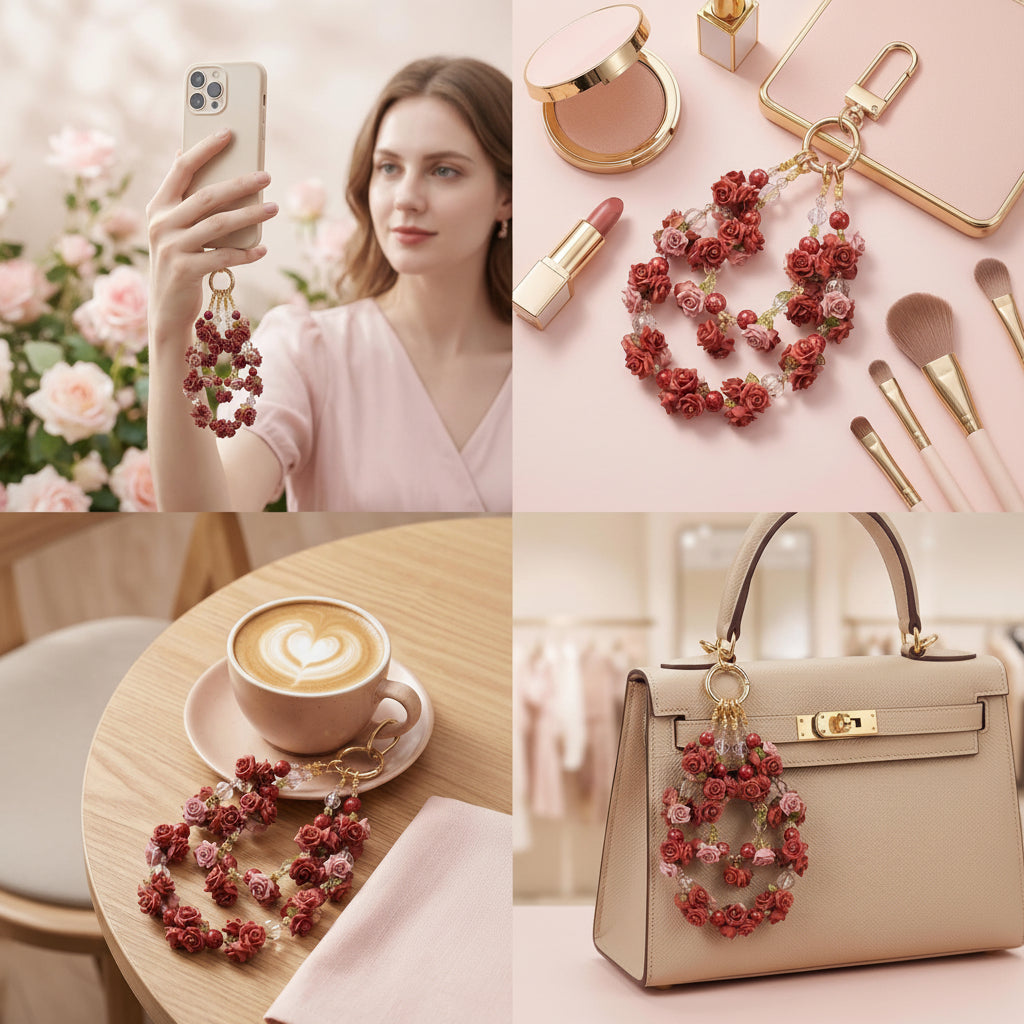"Antique Romance"Red & Pink Sculpted Flowers | Romantic Coquette Aesthetic